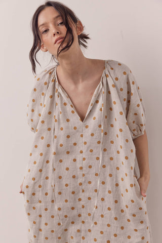 Linen Polka Dot Dress