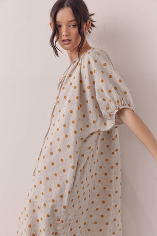 Linen Polka Dot Dress