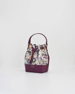 FABLE Floral Engravings Plum Bucket Purse