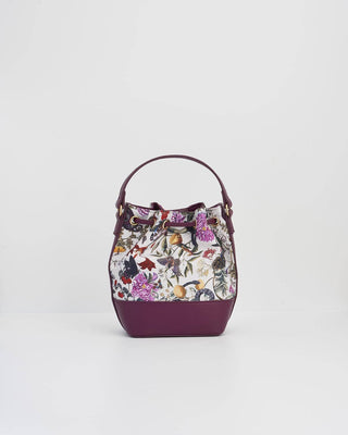 FABLE Floral Engravings Plum Bucket Purse