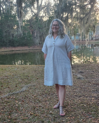 Caroline Striped Linen Dress