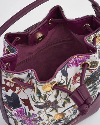 FABLE Floral Engravings Plum Bucket Purse