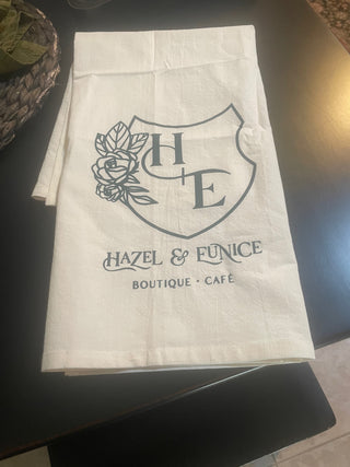 Hazel & Eunice Boutique and Cafe Logo Tea Towel